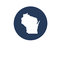. Image - Wisconsin shape on top of a blue circle. Click tile image to 